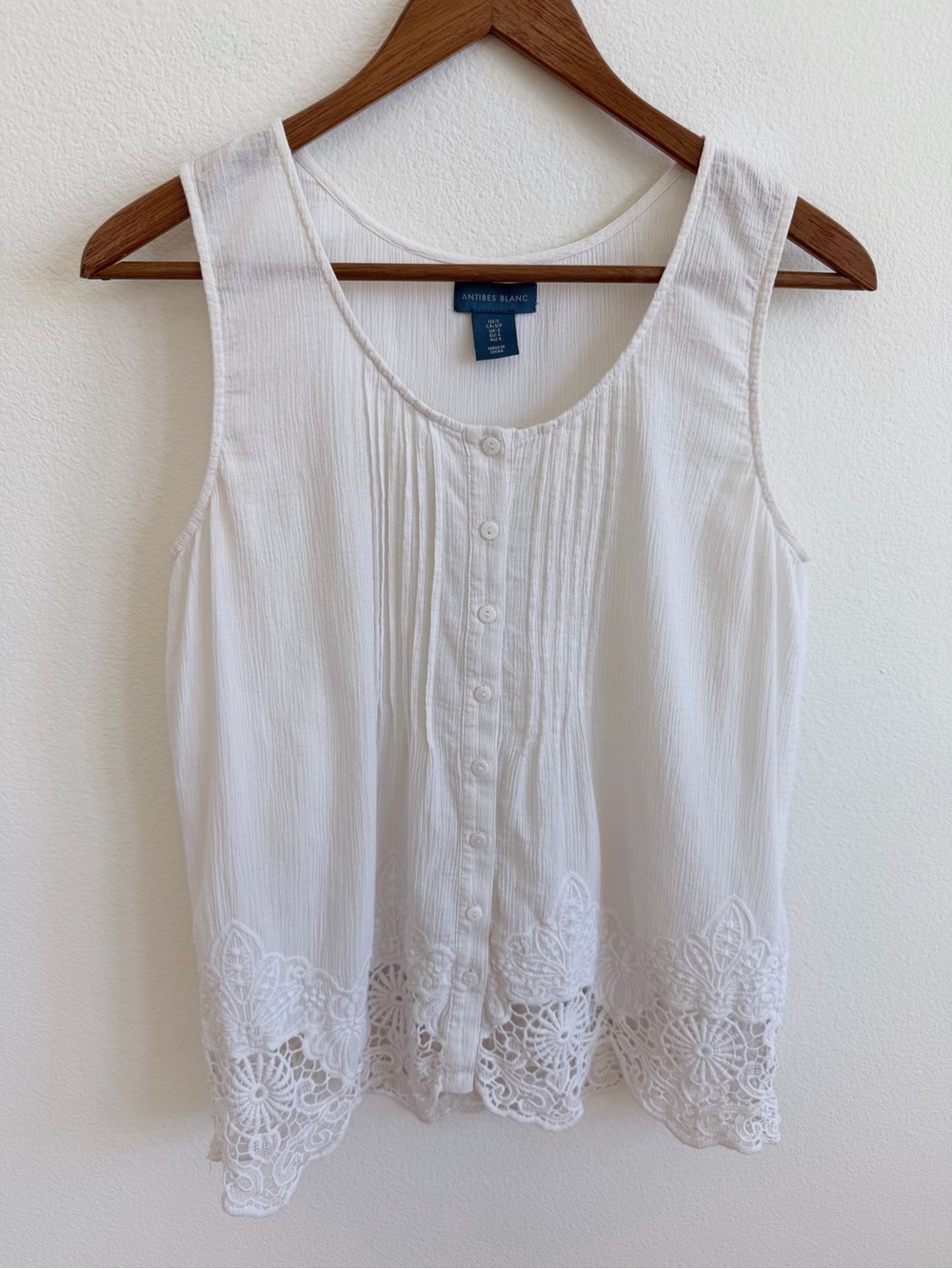 Soft White Button-Front Lace-Hem Camisole